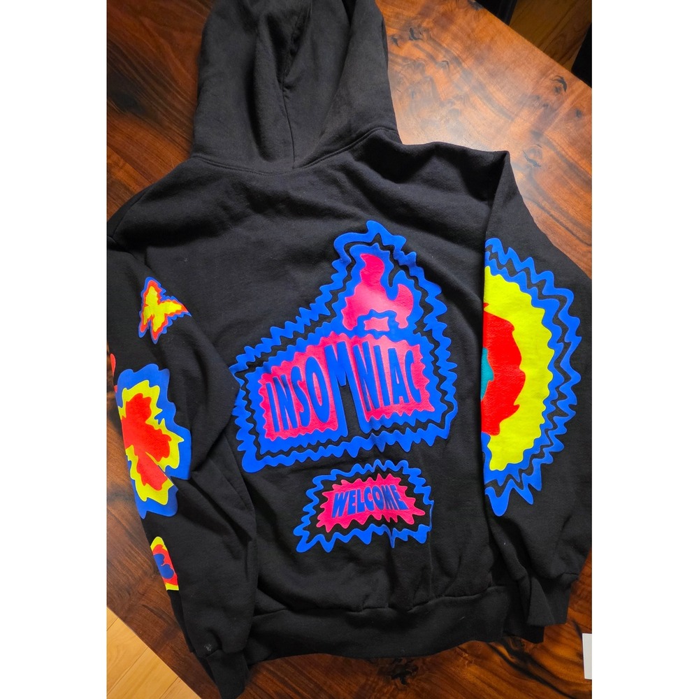 Insomniac Welcome RAVER Psychedelic Puff Print Unisex Streetwear y2k Punk